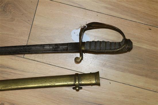 A Victorian dress sword with etched blade, possibly for Colonel Bray of Somerton Court, Somerset